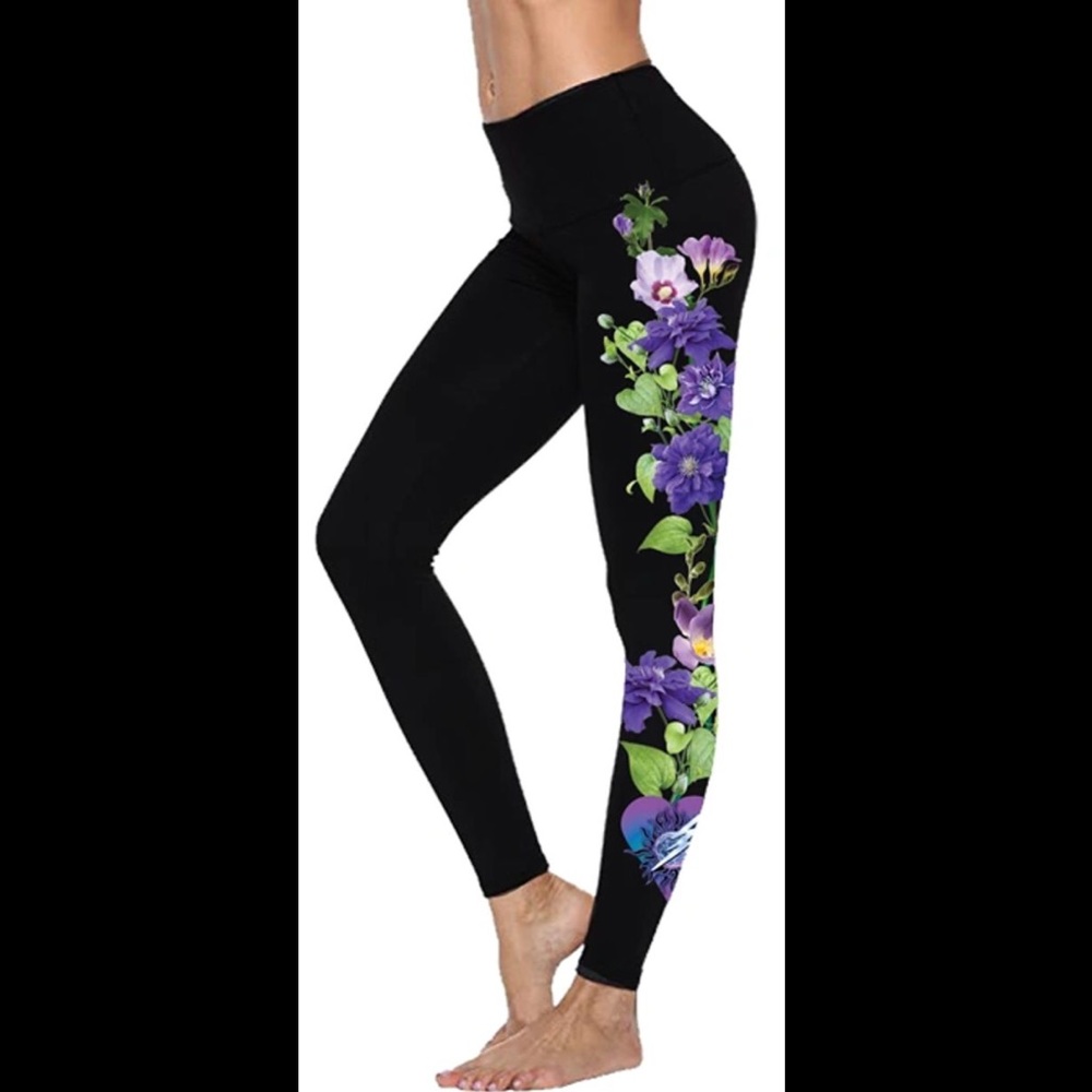 Shakti Power Yoga Pants Purple Flower design
